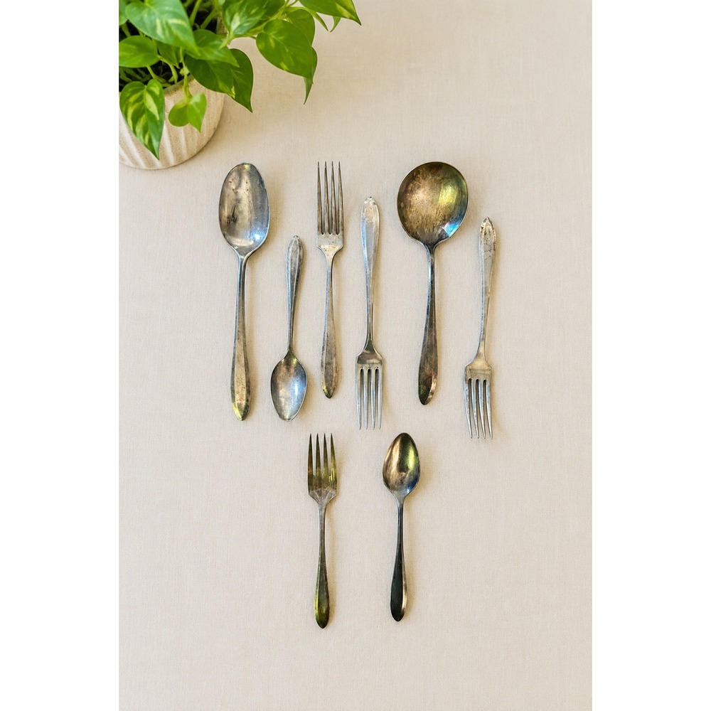 Vintage Patrician 1914‎ Silverplate Flatware Set 8 Pieces Antique Silverware